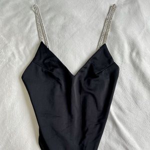 Satin Bodysuit with Diamond Detail